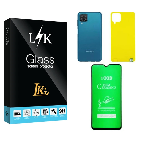 محافظ صفحه نمایش سرامیکی ال کا جی مدل LK مناسب برای گوشی موبایل سامسونگ Galaxy A12 به همراه محافظ پشت گوشی