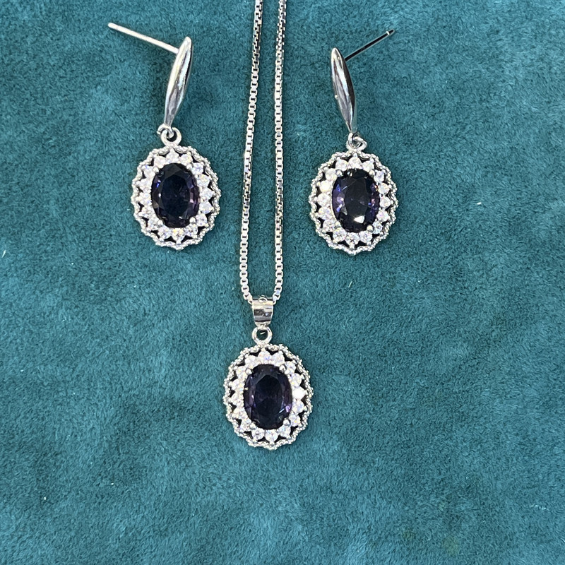 نیم ست نقره زنانه مدل سوپر لوکس جواهری با روکش طلای 34-4332