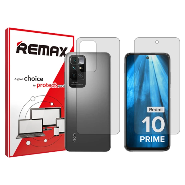 محافظ صفحه نمایش شفاف ریمکس مدل Resistant مناسب برای گوشی موبایل شیائومی Redmi 10 Prime به همراه محافظ پشت گوشی