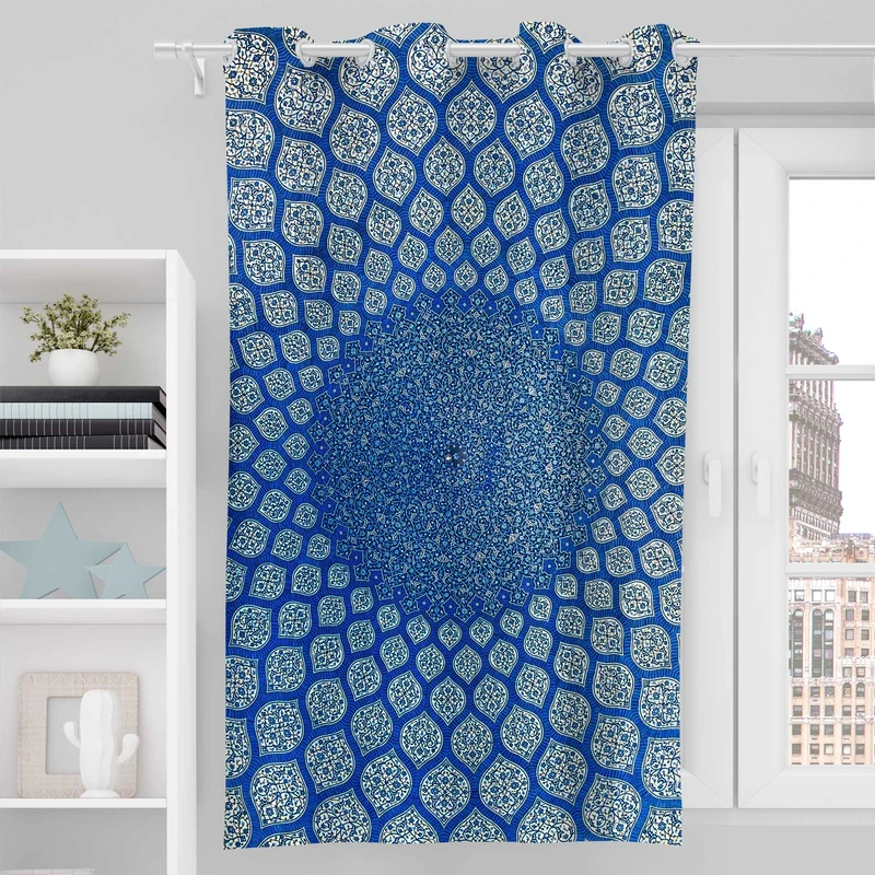 پرده مدل مخمل پانچی طرح اسلیمی کد 8075 سایز 190x140 سانتی متر