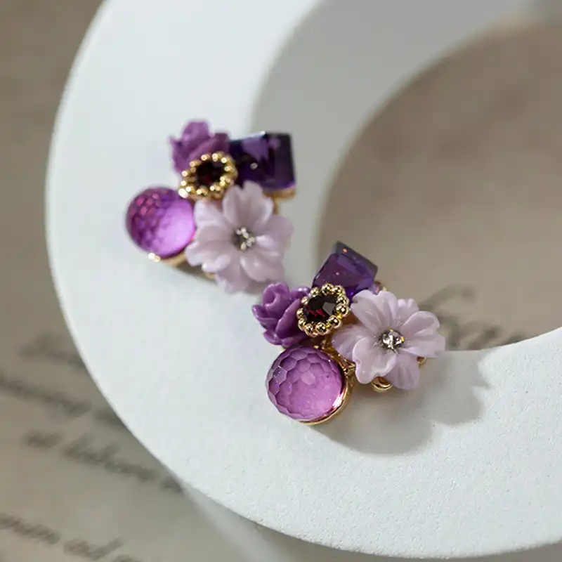 گوشواره زنانه مدل گل بنفشه کد 00665