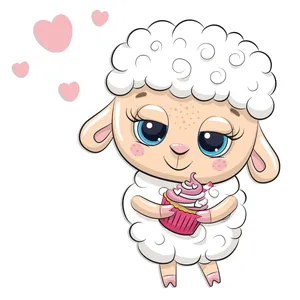 استیکر چوبی کودک جیک جیک مدل گوسفند عاشق کد T11