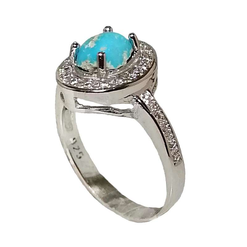 انگشتر نقره زنانه مدل فیروزه نیشابور FW3014