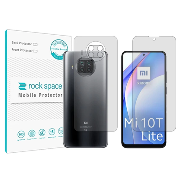 محافظ صفحه نمایش شفاف راک اسپیس مدل HyGEL مناسب برای گوشی موبایل  شیائومی Mi 10T Lite به همراه محافظ پشت گوشی 