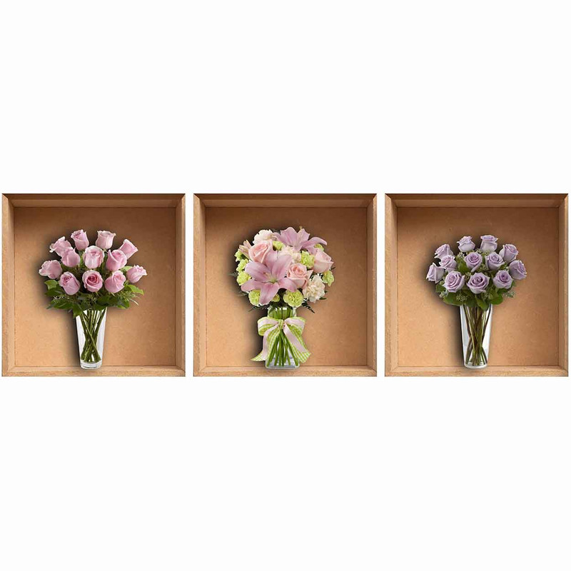 استیکر راتیانا مدل گل و گلدان کد 01 مجموعه 3 عددی
