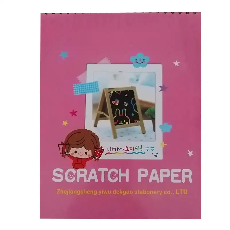 دفتر نقاشی اسکرچ مدل رنگین کمان جادویی کد BL-02 به همراه مداد