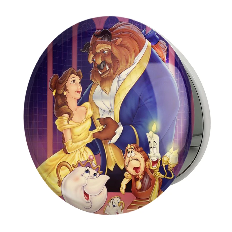 آینه جیبی خندالو طرح انیمیشن دیو  و دلبر Beauty And The Beast مدل تاشو کد 1791 