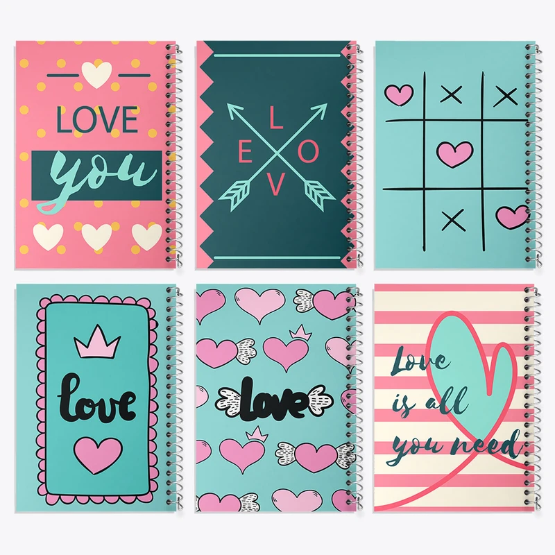 دفتر نقاشی 50 برگ خندالو طرح عاشقانه (Love) کد 24 مجموعه 6 عددی