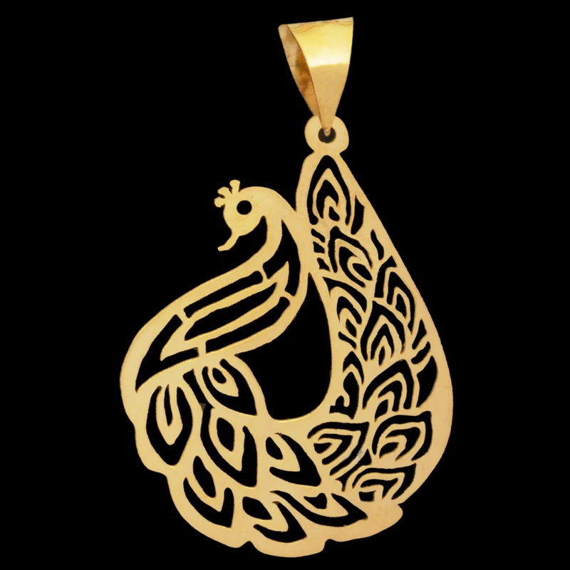 آویز گردنبند طلا 18 عیار زنانه نیکان گلد طرح طاووس