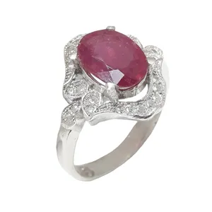 انگشتر نقره زنانه مدل نگین یاقوت سرخ کد 73