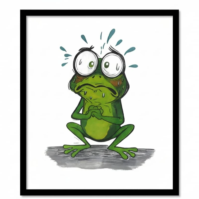 تابلو نقاشی گواش به سبک انتزاعی شورمستان طرح قورباغه 2501