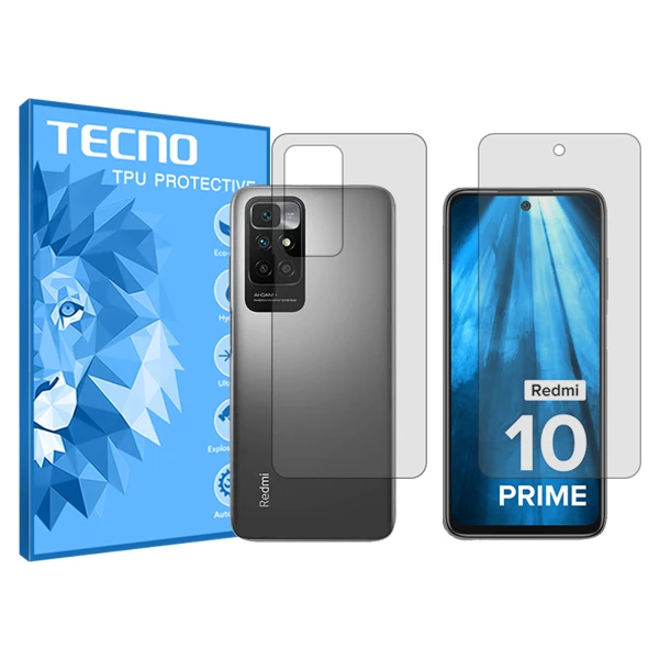 محافظ صفحه نمایش شفاف تکنو مدل Resistant مناسب برای گوشی موبایل شیائومی Redmi 10 Prime به همراه محافظ پشت گوشی