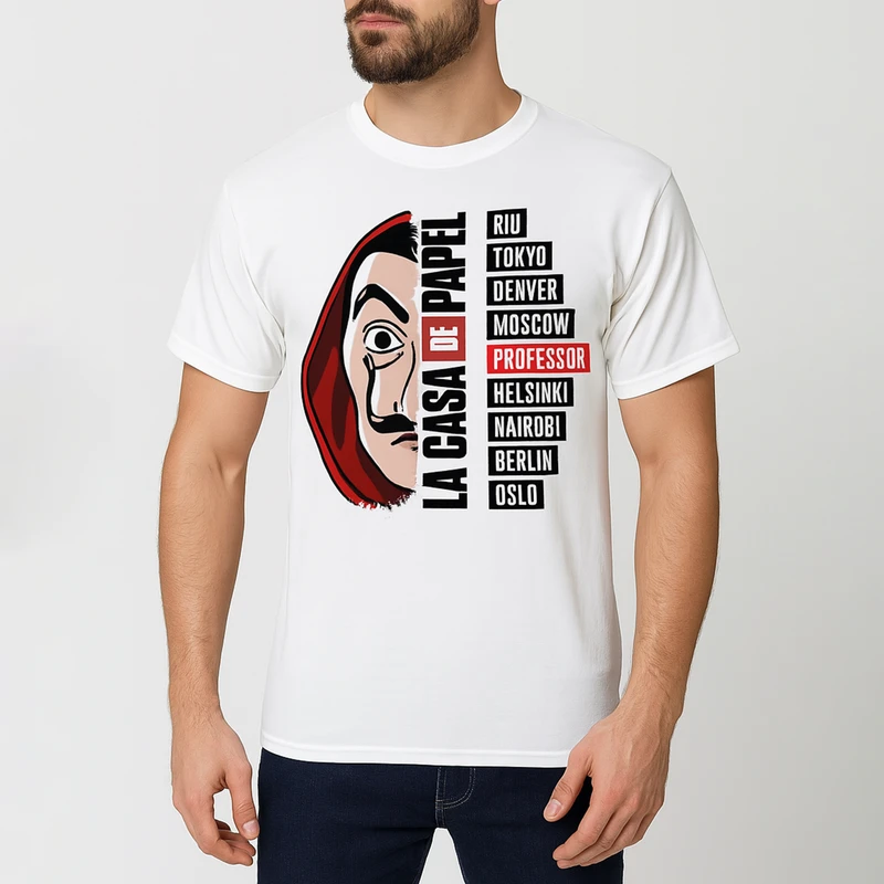 تی شرت مردانه طرح سریال خانه کاغذی کد M-H-200
