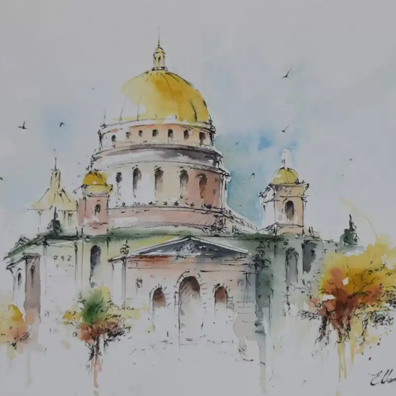 نقاشی آبرنگ طرح ابنیه کد 025