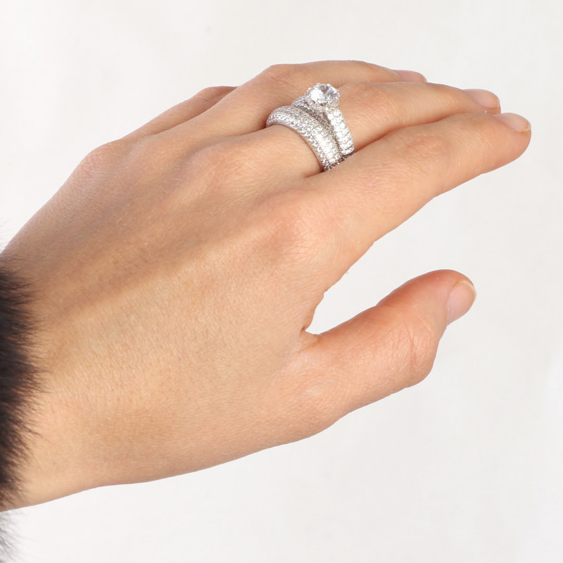 انگشتر نقره زنانه مدل حلقه وپشت حلقه AVN-R48 بسته 2 عددی انگشتر نقره زنانه مدل حلقه وپشت حلقه AVN-R48 بسته 2 عددی