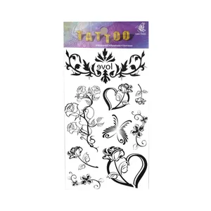 تتو موقت طرح قلب و گل و لاو 372