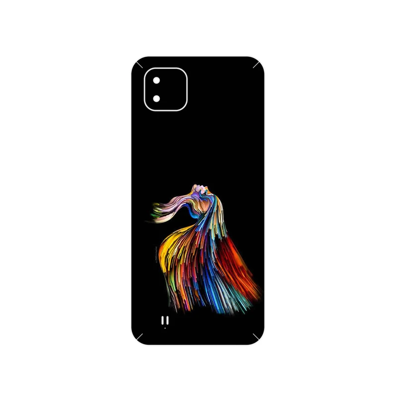 برچسب پوششی ماهوت مدل Rainbow Hair Digital Art مناسب برای گوشی موبایل ریلمی C11 2021