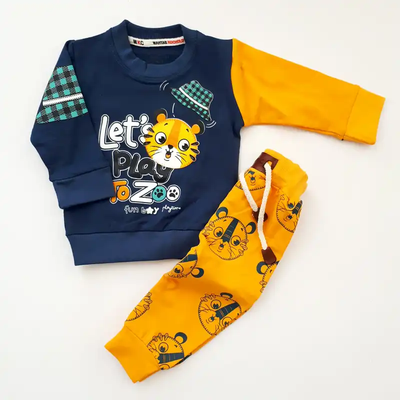 ست سویشرت و شلوار نوزادی مدل بچه گربه