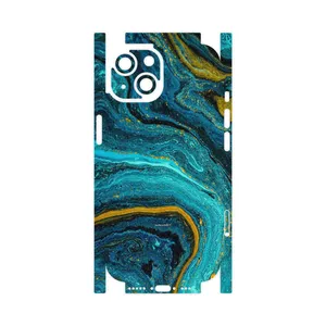 MAHOOT Turquoise marblewith golden streaks-FullSkin Cover Sticker for Apple iPhone 15