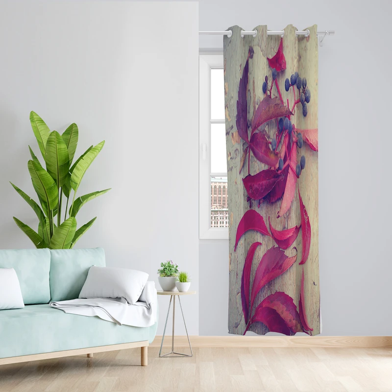 پرده طرح برگ مدل مخمل پانچی کد 2420 z سایز 140x200 سانتی متر