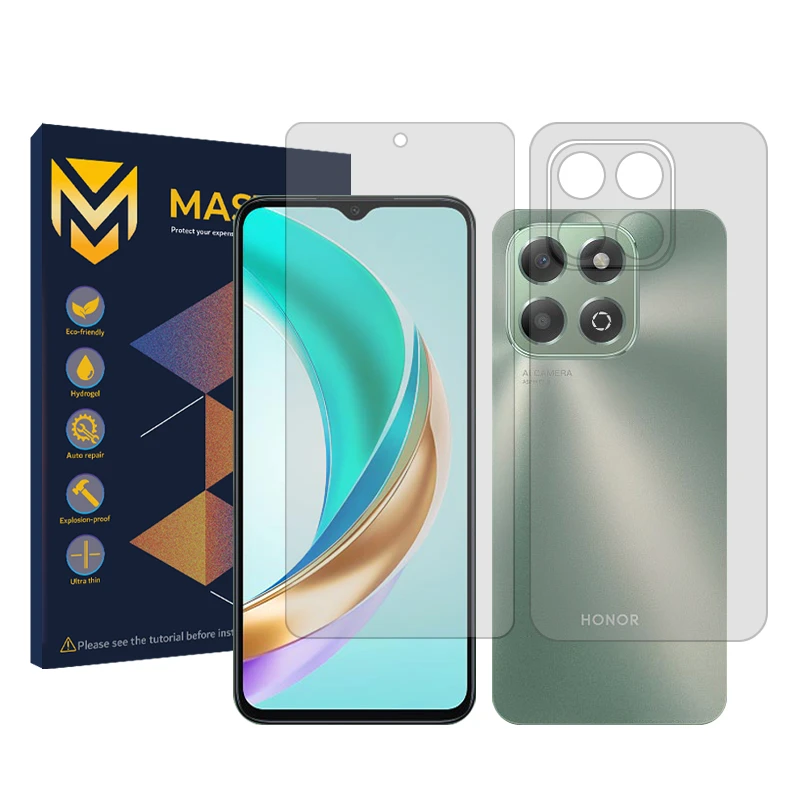 محافظ صفحه نمایش شفاف مستر مدل Resistant مناسب برای گوشی موبایل آنر X6b به همراه محافظ پشت گوشی 