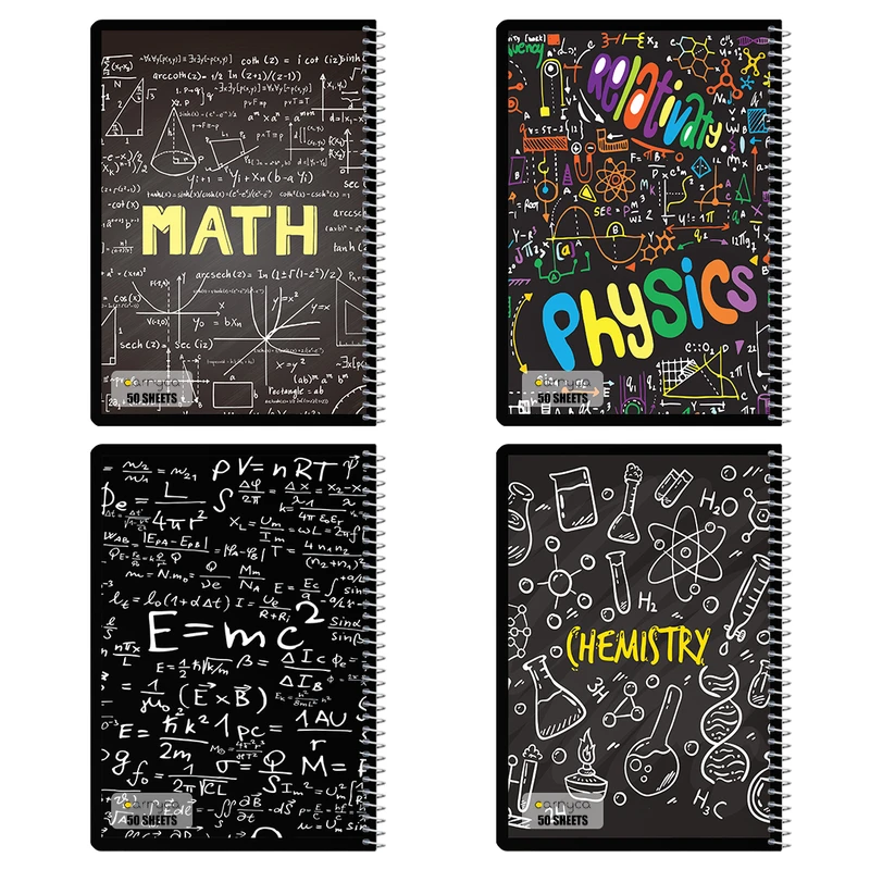 دفتر مشق 50 برگ کارنیکا طرح علوم پایه کد 111124 بسته 4 عددی