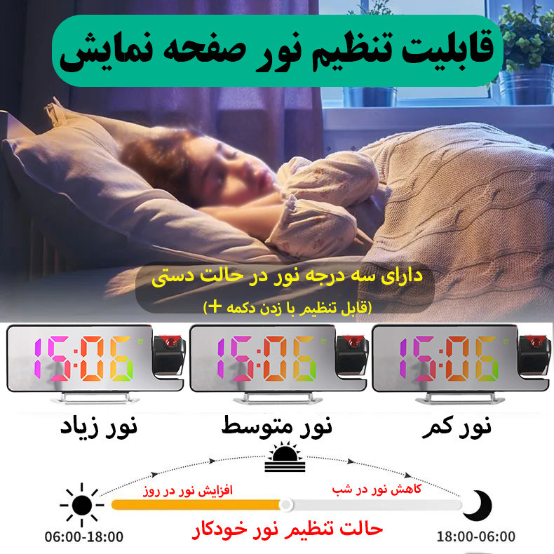 ساعت رومیزی دیجیتال مدل صفحه رنگی پروژکتوردار کد DCX-673
