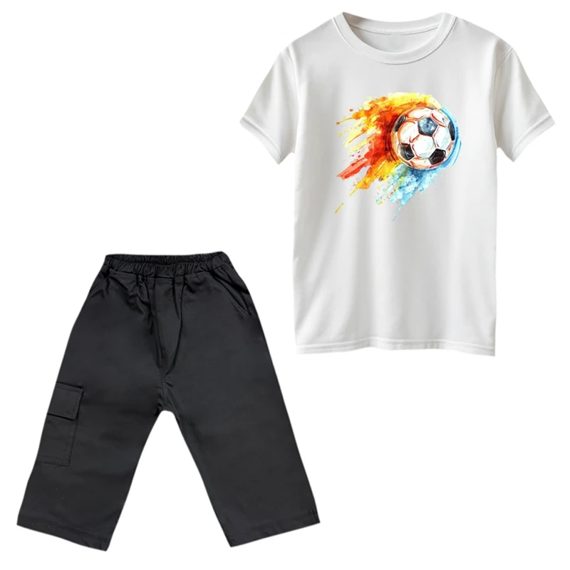 ست تی‌شرت و شلوارک پسرانه مدل فوتبال کد 1