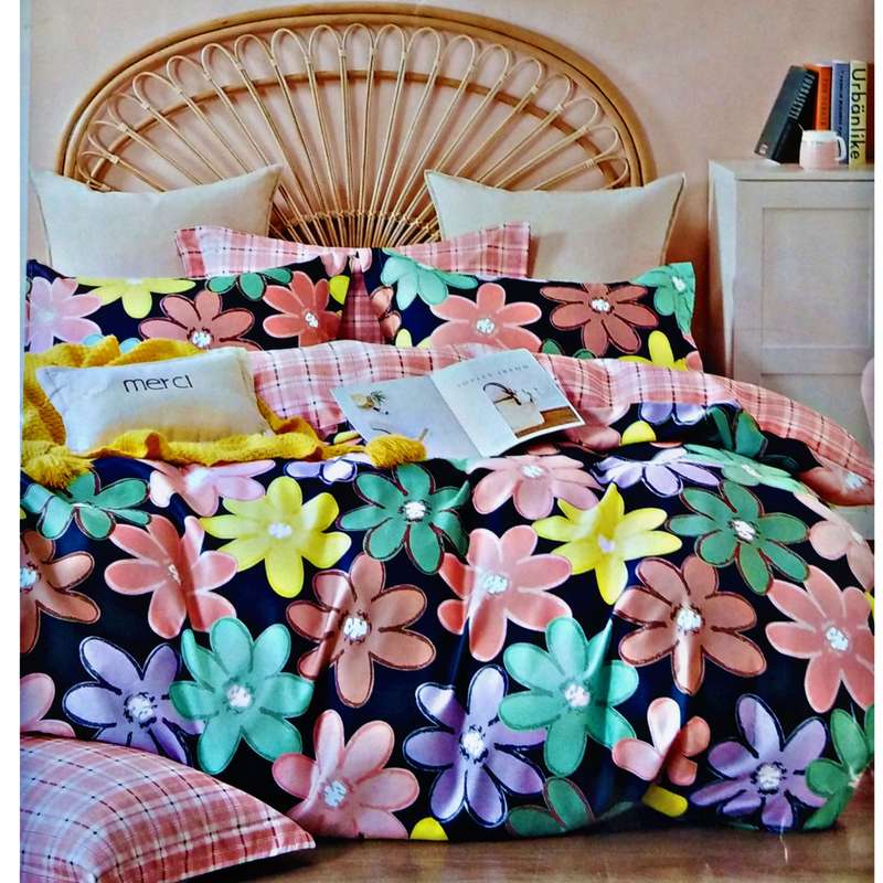 لحاف آکسفورد طرح happy دونفره سایز 220×240 سانتی متر