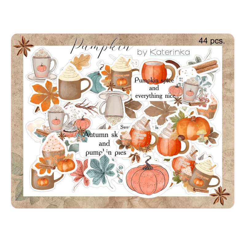 برچسب کاترینکا طرح برش خورده بولت ژورنال و اسکرپ بوک مدل Pumpkin بسته 44 عددی