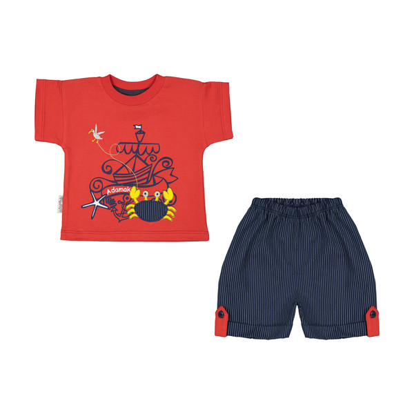 ست تی شرت آستین کوتاه و شلوارک نوزادی پسرانه آدمک مدل 2171241-72