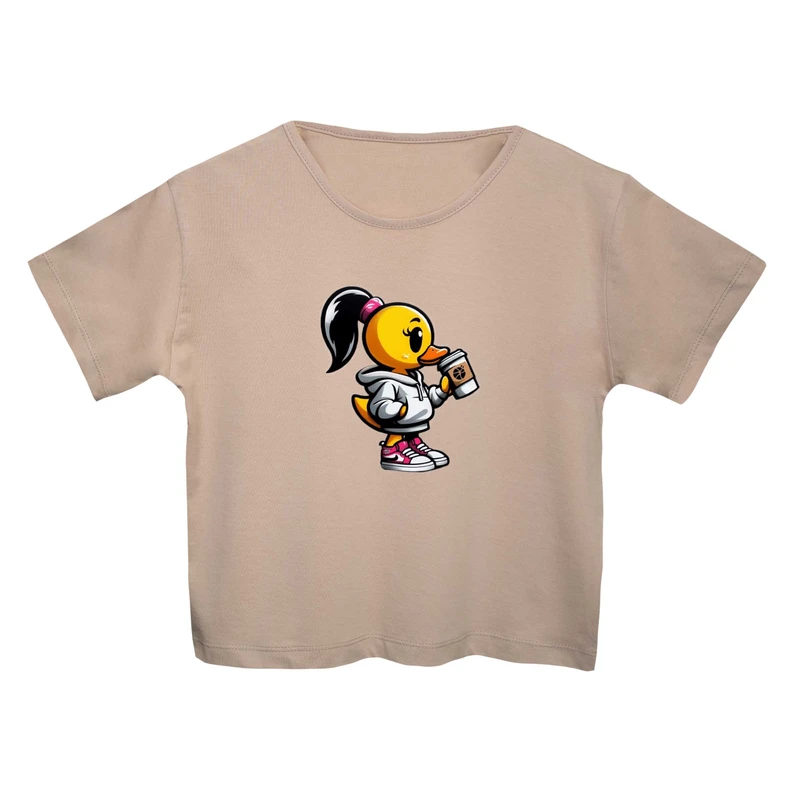 کراپ‌تی شرت آستین کوتاه زنانه مدل جوجه اردک