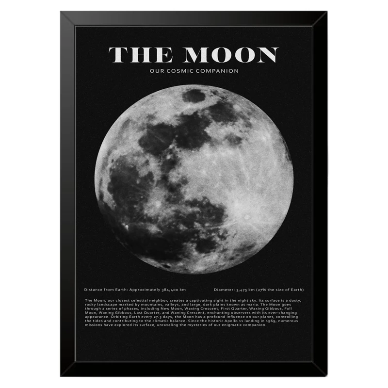 تابلو بکلیت طرح ماه THE MOON مدل b-po1609 فریم مشکی