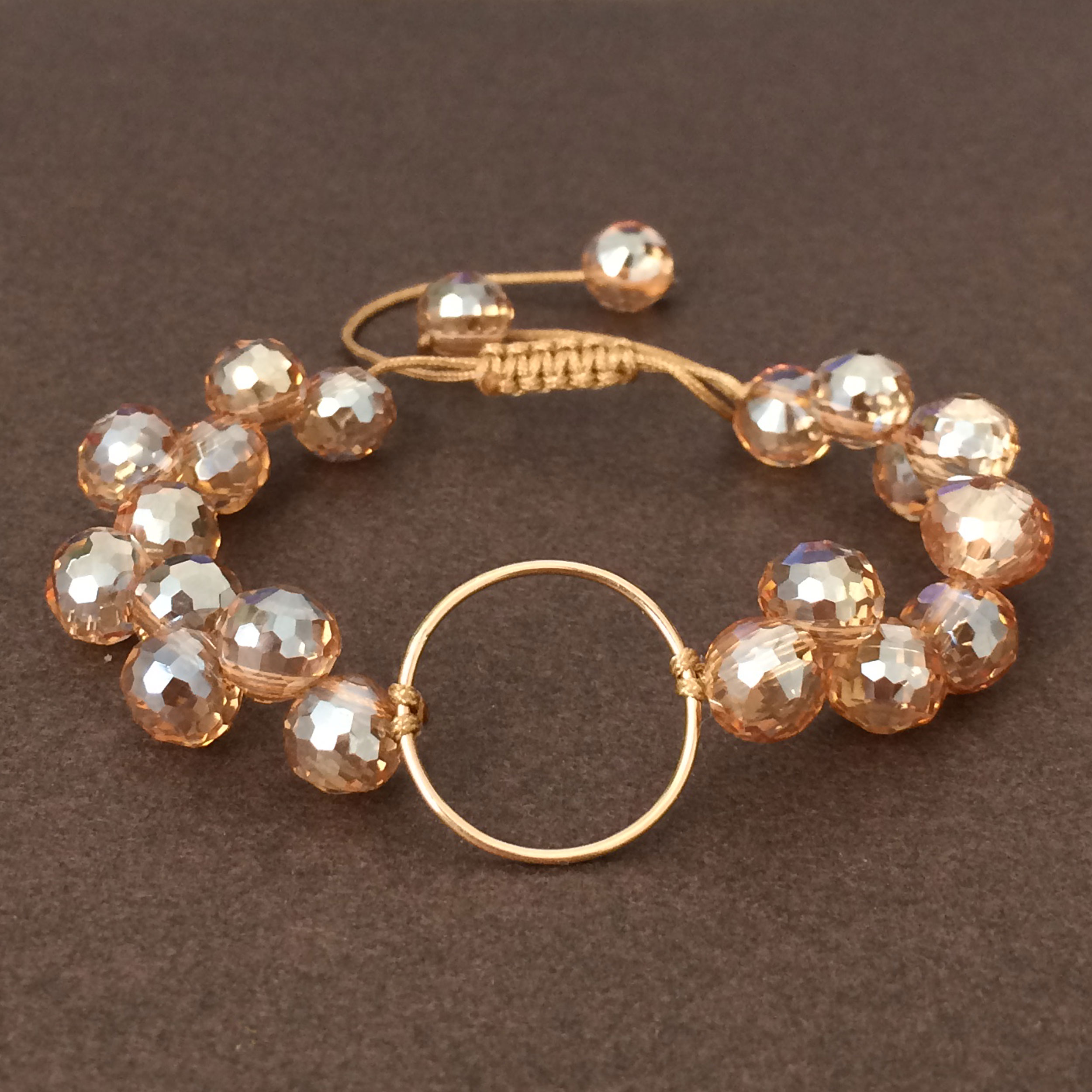 دستبند طلا 18 عیار زنانه الماسین آذر طرح دایره کد Crist02