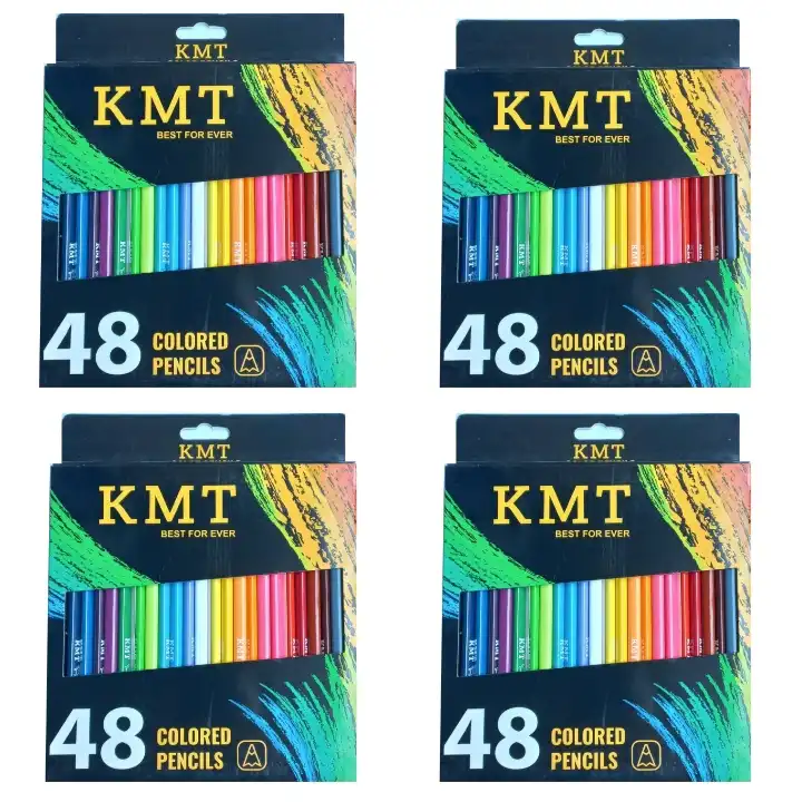 مداد رنگی 48 رنگ کی ام تی مدل TRIPLUS طرح رنگین کمان بسته 4 عددی