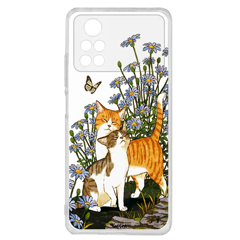 کاور طرح گربه و پروانه مناسب برای گوشی موبایل شیائومی Poco M4 Poro/4G