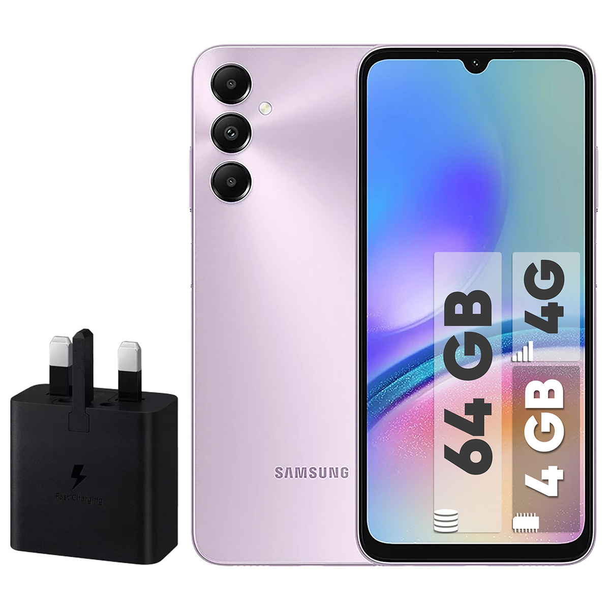 گوشی موبایل سامسونگ مدل Galaxy A05s دو سیم کارت ظرفیت 64 گیگابایت و رم 4 گیگابایت به همراه شارژر 15وات سامسونگ