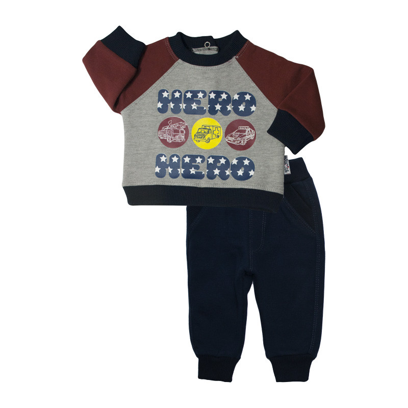 ست سویشرت و شلوار نوزادی آدمک مدل قهرمان کد 26520 رنگ زرشکی