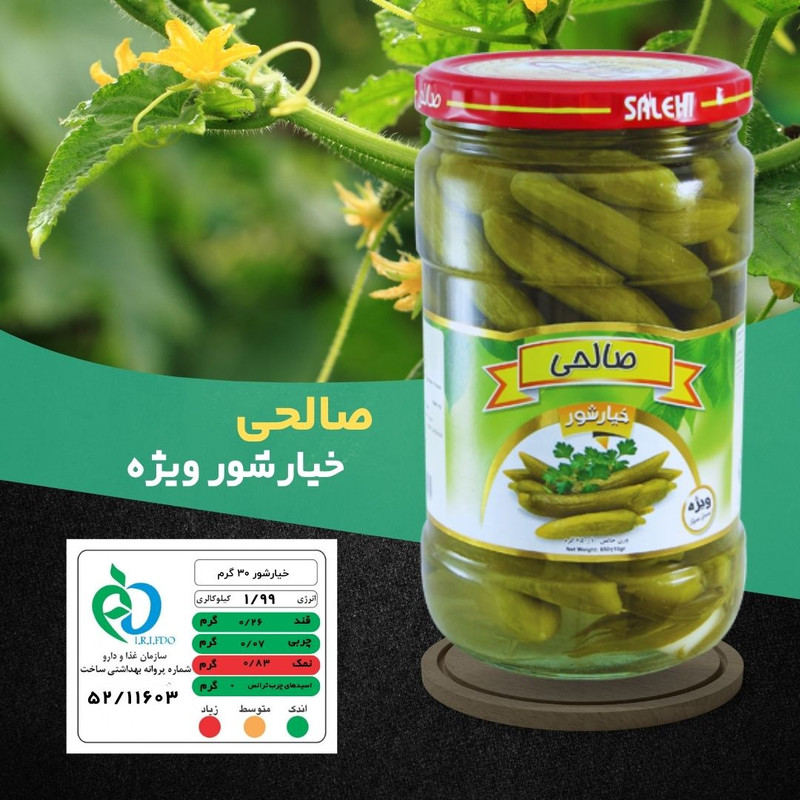 خیارشور پاستوریزه ویژه صالحی  - 650 گرم