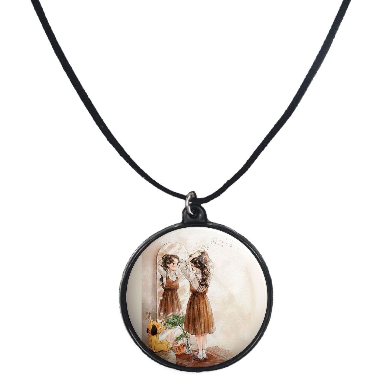 گردنبند پرمانه طرح دخترونه کد pmb.4359 مدل دو طرفه