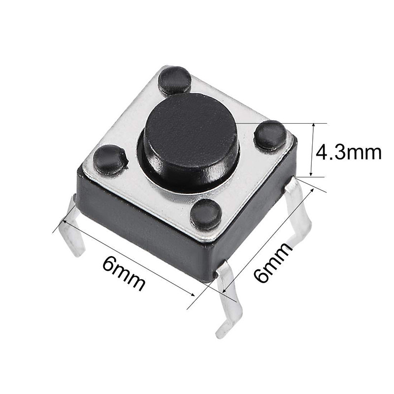 میکرو سوئیچ مدل Vertical-6×6×4.3-4P بسته 10 عددی