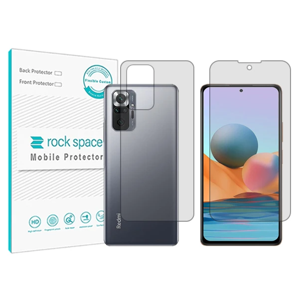 محافظ صفحه نمایش شفاف راک اسپیس مدل HyGEL مناسب برای گوشی موبایل شیائومی Redmi Note 10 Pro Max به همراه محافظ پشت