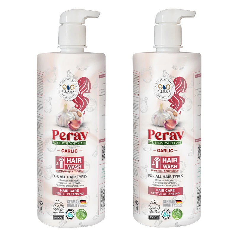 شامپو مو پراو مدل سیر مناسب انواع مو وزن 1000 گرم مجموعه دو عددی