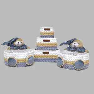 سبد قلاب بافی تریکو مدل عروسکی خرسی کد 01 مجموعه 5 عددی