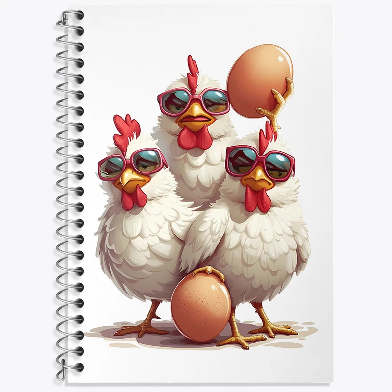 دفتر زبان 50 برگ خندالو مدل دو خط طرح خروس های گنگ کد N5013