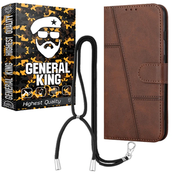 کیف کلاسوری ژنرال کینگ مدل YB-MGC21 مناسب برای گوشی موبایل سامسونگ Galaxy A17 به همراه بندآویز