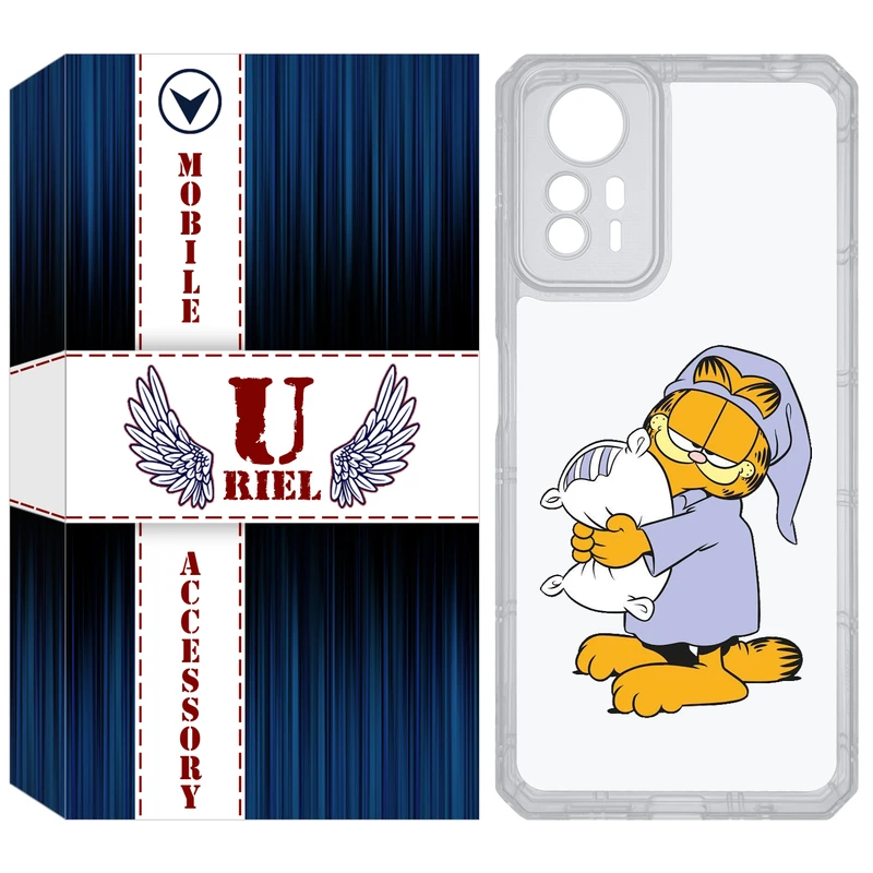 کاور یوریل مدل Clear کد 73 طرح گارفیلد خوابالو مناسب برای گوشی موبایل شیائومی Redmi Note 12S