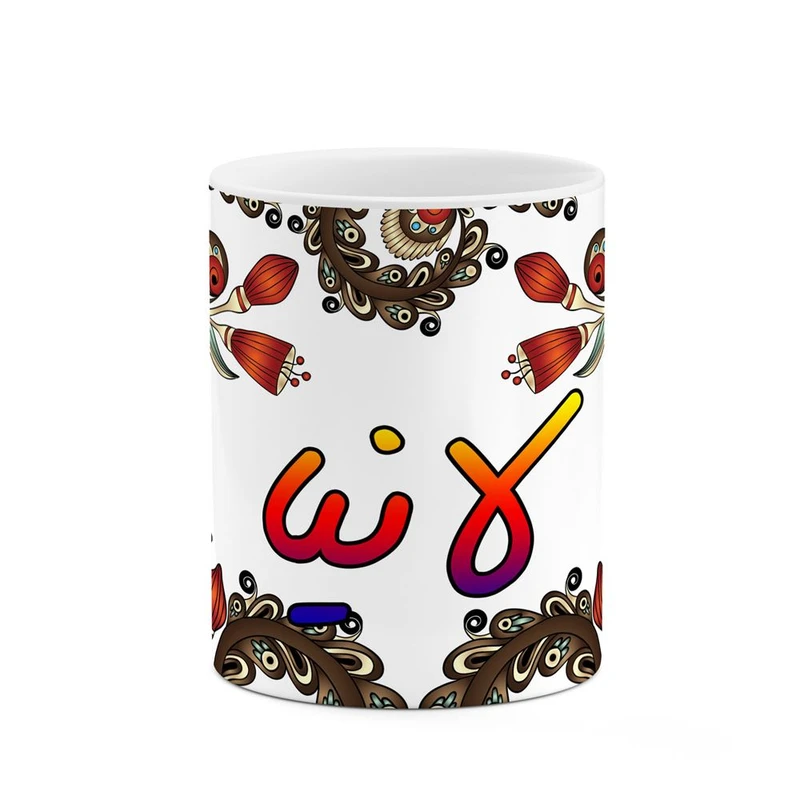 ماگ کاکتی مدل اسم لانیا طرح سنتی گل و بته کد mgh46889