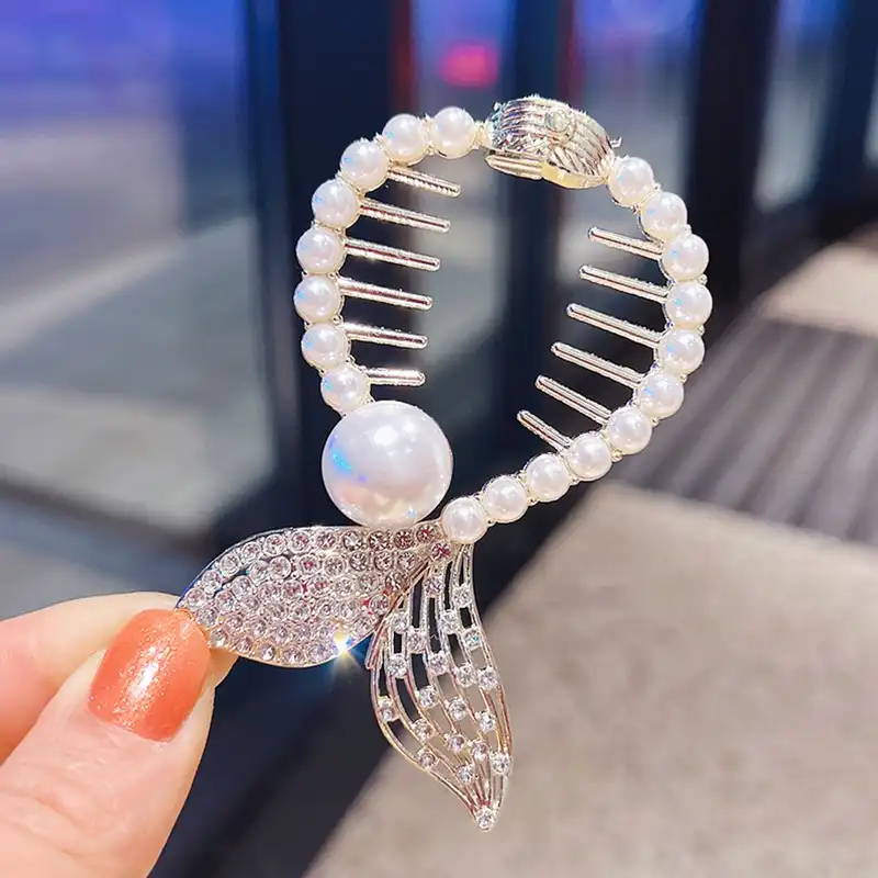 گیره مو زنانه مدل گوجه ای طرح پری دریایی کد S140206