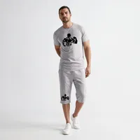 ست تی شرت  آستین کوتاه و شلوارک مردانه مدل بدنسازی کد C63 رنگ طوسی